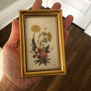 Antique gold framed dried flowers art